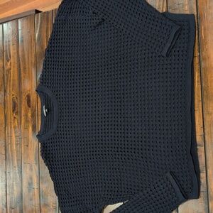 Minnie Rose Cashmere Cotton Open Stitch Sweater